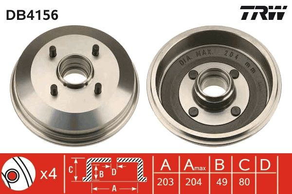 Барабан гальмівний задній TRW DB4156 ціна, від 34.04 USD