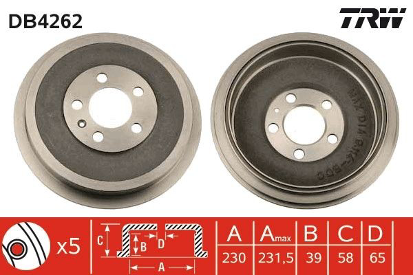Барабан гальмівний задній TRW DB4262 ціна, від 49.88 USD