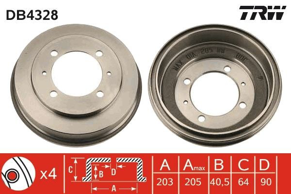 Барабан гальмівний задній TRW DB4328 ціна, від 26.48 USD