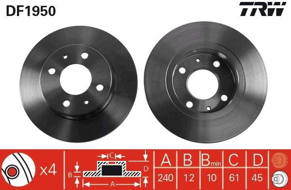 Диск переднього гальма TRW DF1950 ціна, від 19.01 USD