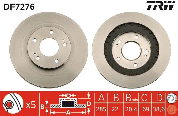 Диск переднього гальма TRW DF7276 ціна, від 38.60 USD