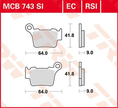 MCB743RSI TRW Колодки гальмівні задні, дискові