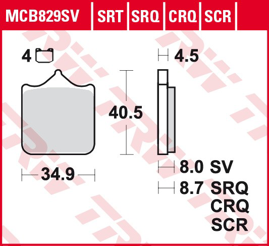MCB829SV TRW Передні гальмівні колодки