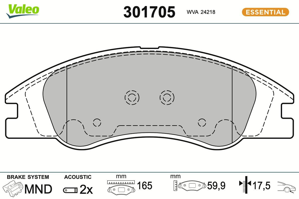 301705 VALEO Передні гальмівні колодки