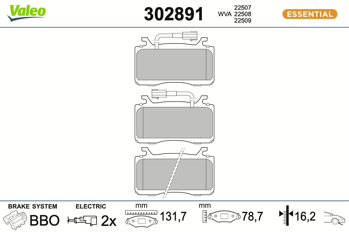 302891 VALEO Передні гальмівні колодки
