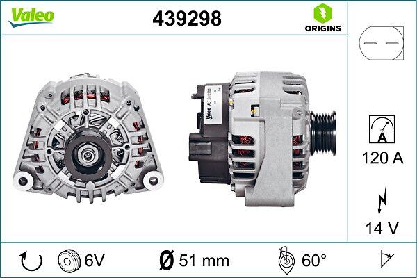 Генератор VALEO 439298 ціна, від 123.17 USD