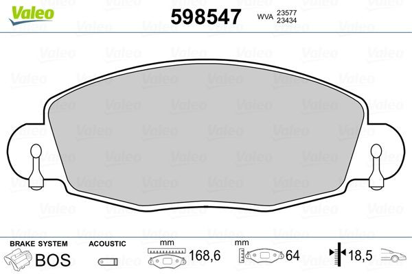 Гальмівні колодки VALEO 598547 ціна, від 20.18 USD