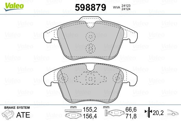 598879 VALEO Передні гальмівні колодки