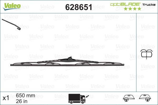 Щітка-двірник лобового скла, комплект з 2-х шт. VALEO 628651 ціна, від 11.93 USD