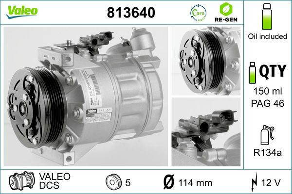 Компресор системи кондиціювання VALEO 813640 ціна, від 158.26 USD