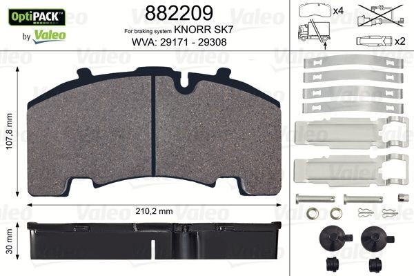 Задні гальмівні колодки VALEO 882209 ціна, від 98.69 USD