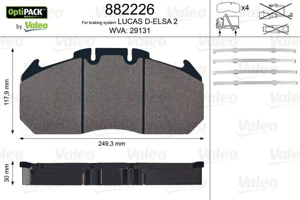 Гальмівні колодки VALEO 882226 ціна, від 80.34 USD