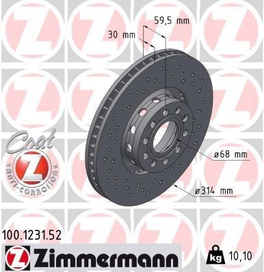 100123152 Zimmermann Гальмо дискове переднє
