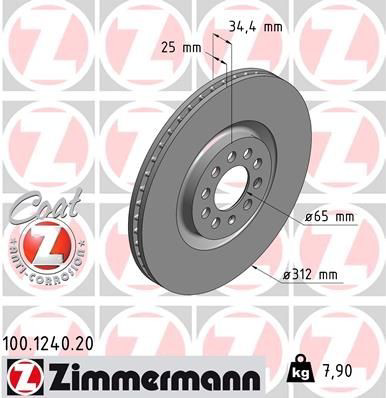 Диск переднього гальма Zimmermann 100124020 ціна, від 62.09 USD
