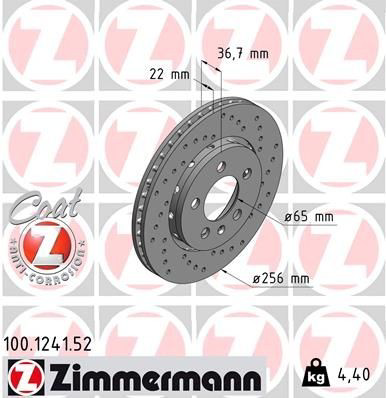 Купити 100124152 Zimmermann Диск заднього гальма