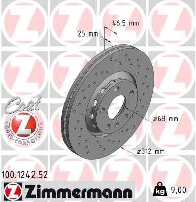 100124252 Zimmermann Гальмо дискове переднє