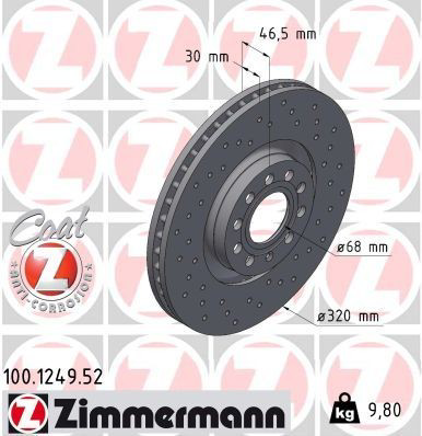 Диск переднього гальма Zimmermann 100124952 ціна, від 51.21 USD