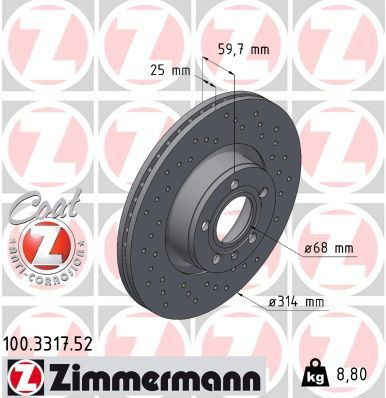 100331752 Zimmermann Гальмо дискове переднє