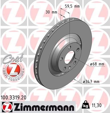 Диск переднього гальма Zimmermann 100331920 ціна, від 83.31 USD