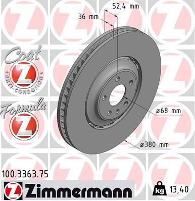 Диск переднього гальма Zimmermann 100336375 ціна, від 341.21 USD