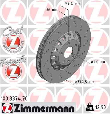 Диск переднього гальма Zimmermann 100337470 ціна, від 335.01 USD