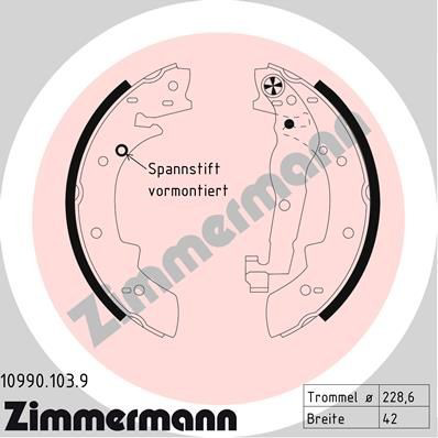 109901039 Zimmermann Колодки гальмівні задні, барабанні