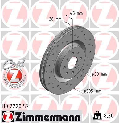 110222052 Zimmermann Гальмо дискове переднє