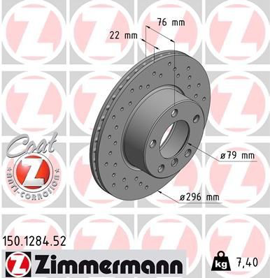 Диск переднього гальма Zimmermann 150128452 ціна, від 44.77 USD