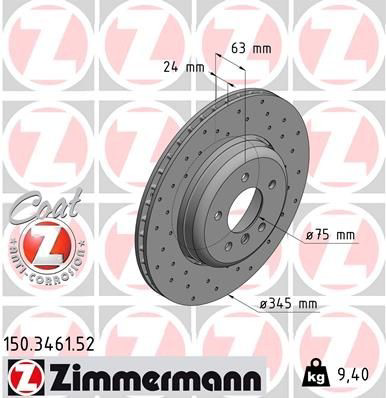 Задні дискові гальма Zimmermann 150346152 ціна, від 117.20 USD