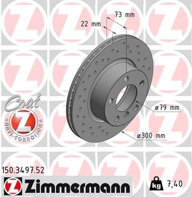Диск переднього гальма Zimmermann 150349752 ціна, від 94.73 USD