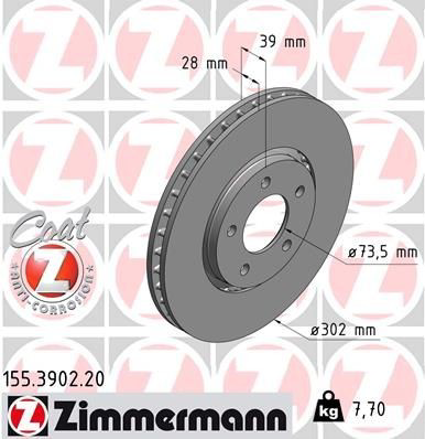 155390220 Zimmermann Гальмо дискове переднє