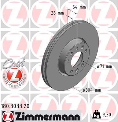 Диск переднього гальма Zimmermann 180303320 ціна, від 85.26 USD