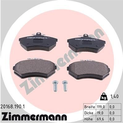 Купити 201681901 Zimmermann Колодки гальмівні передні, дискові
