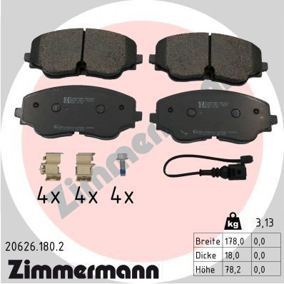 Гальмівні колодки Zimmermann 206261802 ціна, від 74.53 USD
