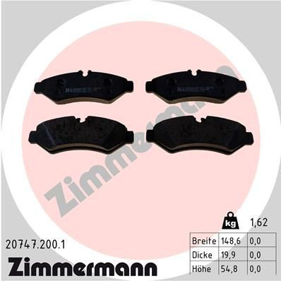 207472001 Zimmermann Колодки гальмівні задні, дискові