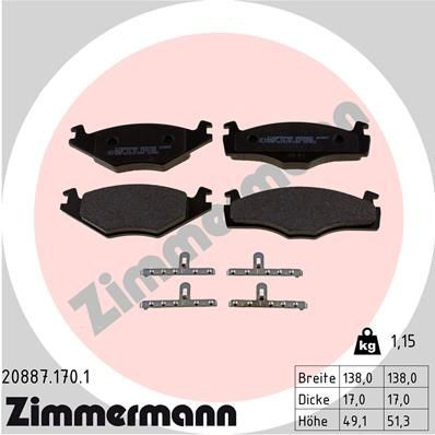 Купити 208871701 Zimmermann Колодки гальмівні передні, дискові