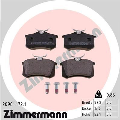 209611721 Zimmermann Колодки гальмівні задні, дискові