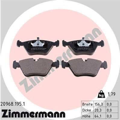 Передні тормозні колодки 209681951 Zimmermann