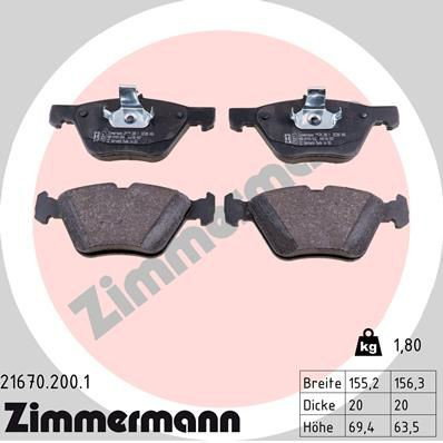 216702001 Zimmermann Передні гальмівні колодки