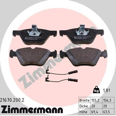 216702002 Zimmermann Передні гальмівні колодки