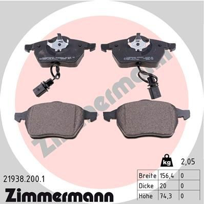 219382001 Zimmermann Передні гальмівні колодки