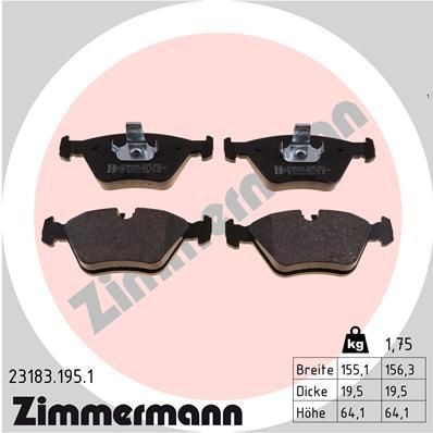 Передні тормозні колодки 231831951 Zimmermann