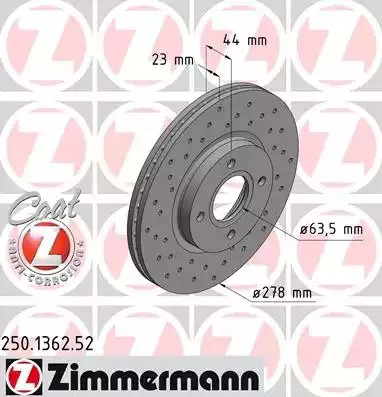 Диск переднього гальма Zimmermann 250136252 ціна, від 36.16 USD