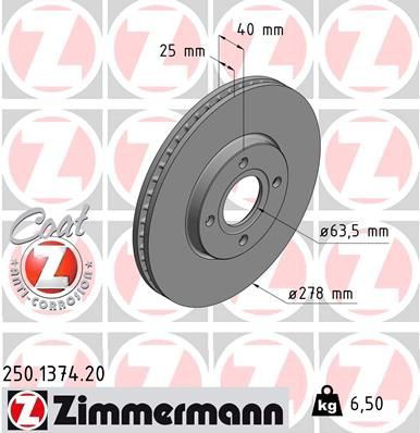 250137420 Zimmermann Гальмо дискове переднє