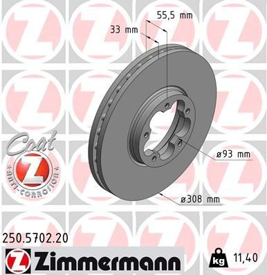Диск переднього гальма Zimmermann 250570220 ціна, від 89.34 USD