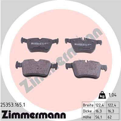 Задні гальмівні колодки Zimmermann 253531651 ціна, від 52.14 USD