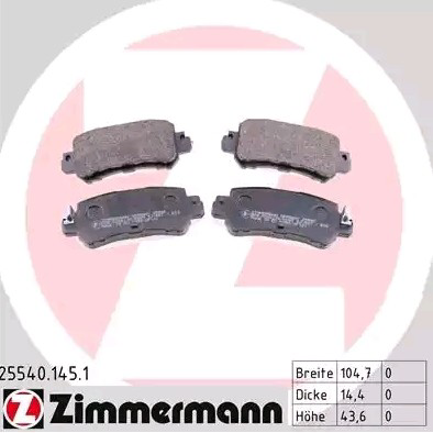 255401451 Zimmermann Колодки гальмівні задні, дискові