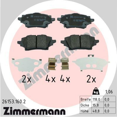261531602 Zimmermann Колодки гальмівні задні, дискові