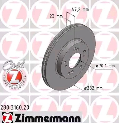 280316020 Zimmermann Гальмо дискове переднє
