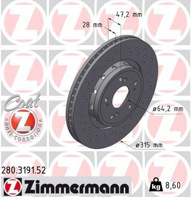 280319152 Zimmermann Гальмо дискове переднє